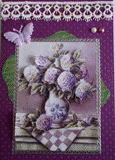 VENDUE - Carte postale 3D hortensias mauves