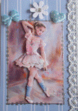 VENDUE - Carte postale 3D d'une ballerine rose sur fond bleu