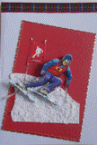 Carte postale 3D skieur homme sur une piste
