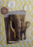Carte postale 3D d'un bébé éléphant et sa maman