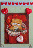 Carte postale 3D nounours Saint-Valentin ou pour un anniversaire d'enfant .