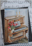 Carte postale 3D piano droit et partition pour les amateurs de musique.