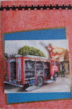 VENDUE - Carte postale 3D camion de pompiers en intervention sur un feu