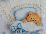 VENDUE - Carte postale 3D bébé ourson sous la couette pour naissance ou anniversaire.