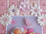 VENDUE - Carte postale 3D bébé dans une fleur rose